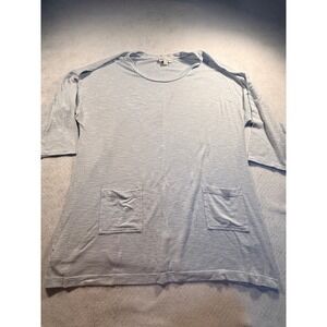 Koolaburra by UGG Womens 2X Blue Heathered Knit Tunic Top 3/4 Sleeve Pocket